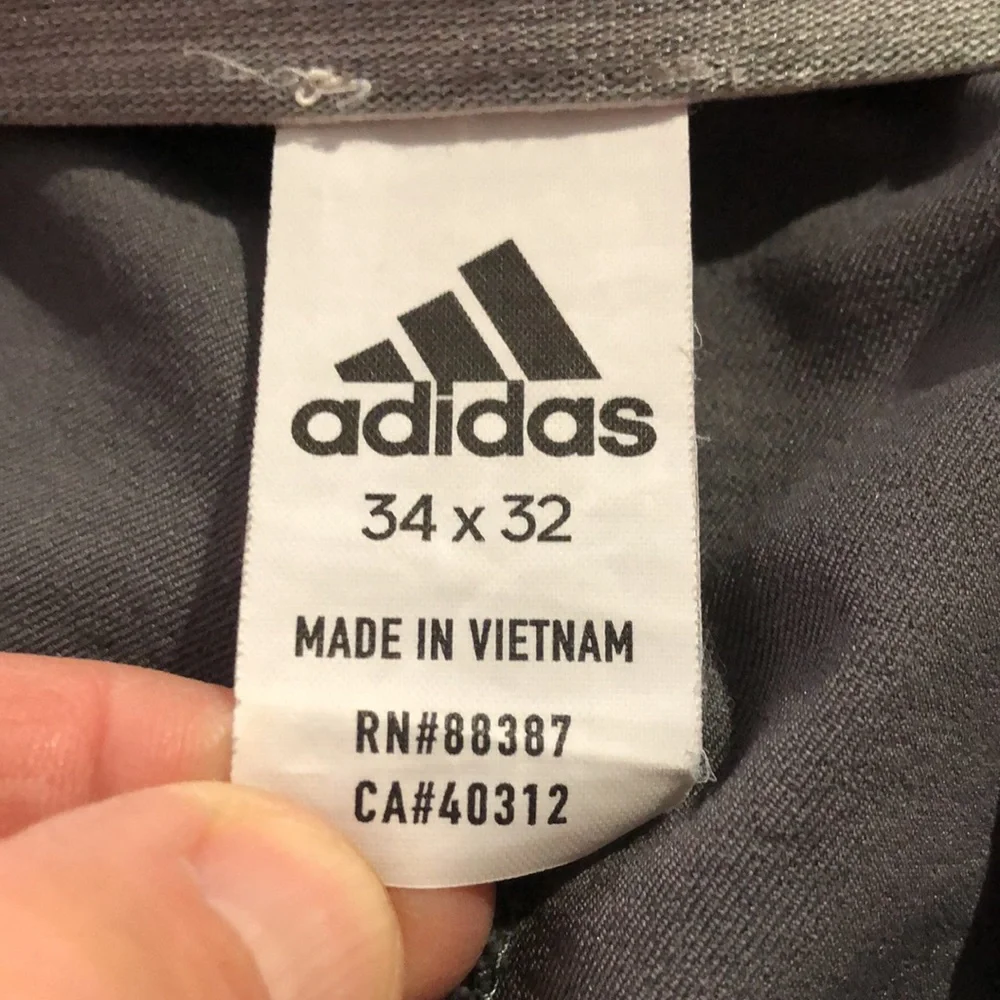 Adidas Mens Performance Golf Trousers Pants, Size 34 Waist x 32 Length, Gray